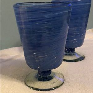 Pier 1 Blue Swirled Tall Glasses